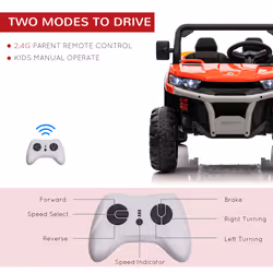 HOMCOM 12V 2 Seater Kids Electric Ride-On Car w/ Electric Bucket - Red - Additional view 5