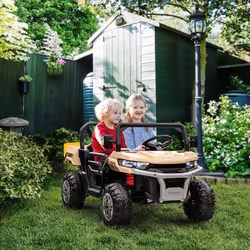 HOMCOM 12V 2 Seater Kids Electric Ride-On Car w/ Electric Bucket - Yellow