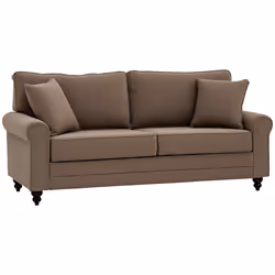 HOMCOM Fabric Sofa 3 Seater Sofa for Living Room w/ Throw Pillow Brown - Additional view 8