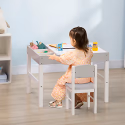 HOMCOM kids Table and Chair Set 2 in 1 Activity Play Table for Bricks w/Storage