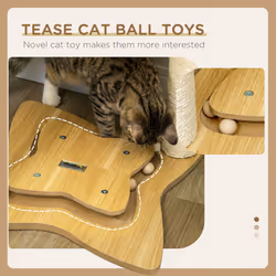 PawHut Cat Tree for Indoor Cats w/ Scratching Posts Hammock, Toy Ball - Beige - Additional view 5