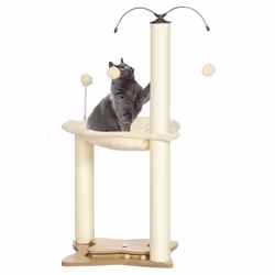 PawHut Cat Tree for Indoor Cats w/ Scratching Posts Hammock, Toy Ball - Beige - Additional view 8