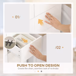 HOMCOM Kitchen Cupboard Storage Cabinet Push Open Doors and Drawers, White - Additional view 4