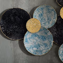 HOMCOM Minimalist Metal Wall Art Circle Home Hanging Wall Sculpture, Blue - Additional view 7