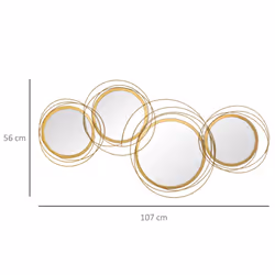 HOMCOM Metal Wall Art Decorative Mirror Decor Modern Wall Sculpture, Gold - Additional view 5