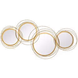 HOMCOM Metal Wall Art Decorative Mirror Decor Modern Wall Sculpture, Gold - Additional view 8