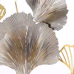 HOMCOM Minimalist Metal Wall Art Ginkgo Leaves Hanging Wall Sculpture, Gold - Additional view 8