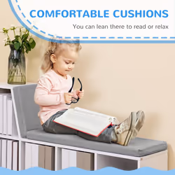 HOMCOM  2 Tier Bookcase w/ Removable Cushions Storage Cabinet for Living Room - Additional view 4