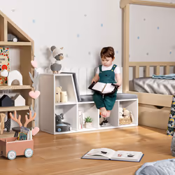 HOMCOM  2 Tier Bookcase w/ Removable Cushions Storage Cabinet for Living Room - Additional view 6