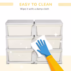 HOMCOM Kids Storage Unit Toy Box Vertical Dresser with Six Drawers - Cream - Additional view 4