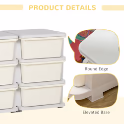 HOMCOM Kids Storage Unit Toy Box Vertical Dresser with Six Drawers - Cream - Additional view 5