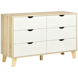 HOMCOM Chest of Drawers, 6 Drawer Unit Storage Chest Bedroom White and Brown