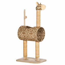 PawHut Cat Tree Cute Giraffe Kitten Play Tower w/ Scratching Posts, Tunnel, Ball - Additional view 8