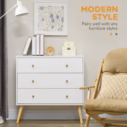 HOMCOM Chest of Drawers, 3 Drawer Unit Storage Cabinet Bedroom Living Room