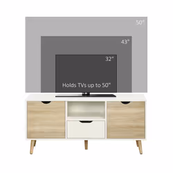 HOMCOM TV Cabinet Entertainment Centre w/ Storage Cabinet and Drawer, Natural - Additional view 5