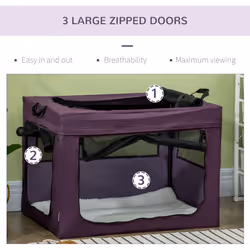 PawHut 80cm Soft Side Pet Carrier w/ Cushion, for Medium Dogs - Purple - Additional view 5