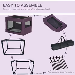PawHut 80cm Soft Side Pet Carrier w/ Cushion, for Medium Dogs - Purple - Additional view 7