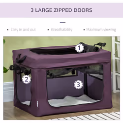PawHut 60cm Soft Side Pet Carrier w/ Cushion, for Miniature Dogs - Purple - Additional view 4