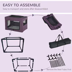 PawHut 60cm Soft Side Pet Carrier w/ Cushion, for Miniature Dogs - Purple - Additional view 5