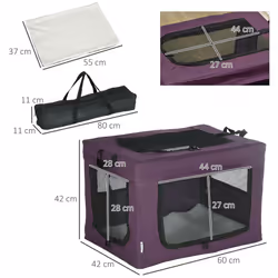 PawHut 60cm Soft Side Pet Carrier w/ Cushion, for Miniature Dogs - Purple - Additional view 6