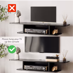 HOMCOM Wall Mounted TV  Stand Entertainment Unit with Storage Shelf, Black