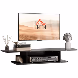 HOMCOM Wall Mounted TV  Stand Entertainment Unit with Storage Shelf, Black - Additional view 8
