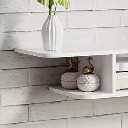 HOMCOM Wall Mounted TV  Stand Entertainment Unit with Storage Shelf, White - Additional view 5