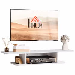 HOMCOM Wall Mounted TV  Stand Entertainment Unit with Storage Shelf, White - Additional view 8
