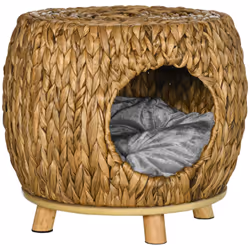 PawHut Rattan Cat House Stool for Rest w/ Soft Cushion 44 x 43 x 41cm - Additional view 8