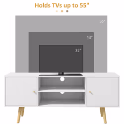 HOMCOM TV Unit Cabinet for TVs up to 55 Inches W/ Shelves and Cupboards, White - Additional view 5
