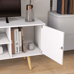 HOMCOM TV Unit Cabinet for TVs up to 55 Inches W/ Shelves and Cupboards, White - Additional view 7