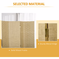 HOMCOM 4 Panel Folding Room Dividers for Wall, Privacy Screen Panels, Brown - Additional view 4