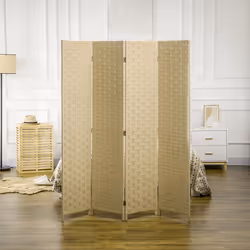 HOMCOM 4 Panel Folding Room Dividers for Wall, Privacy Screen Panels, Brown - Additional view 6