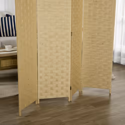 HOMCOM 4 Panel Folding Room Dividers for Wall, Privacy Screen Panels, Brown - Additional view 8