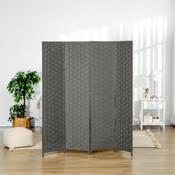 HOMCOM 4 Panel Folding Room Dividers for Wall, Privacy Screen Panels, Grey - Additional view 5