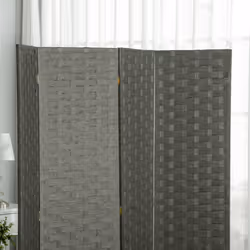 HOMCOM 4 Panel Folding Room Dividers for Wall, Privacy Screen Panels, Grey - Additional view 7