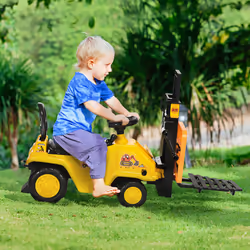 HOMCOM Kids Ride-On Forklift Truck w/ Fork Tray, Under Seat Storage, Backrest