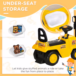 HOMCOM Kids Ride-On Forklift Truck w/ Fork Tray, Under Seat Storage, Backrest
