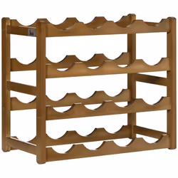 HOMCOM Free Standing Wine Rack 16 Bottle Holders, Bamboo Display Shelf, Brown - Additional view 8