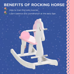 HOMCOM Kids Ride-On Toy Rocking Horse w/ Handlebar, Foot Pedal - Pink