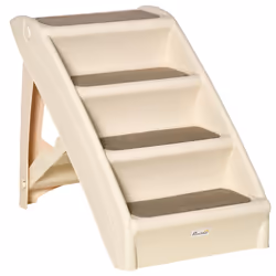 PawHut Four-Step Foldable Pet Stairs w/ Non-Slip Mats, for S, XS Dogs - Beige - Additional view 8