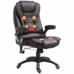 HOMCOM Heated Vibrating Massage Office Chair with Reclining Function, Brown