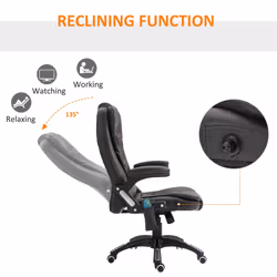 HOMCOM Heated Vibrating Massage Office Chair with Reclining Function, Brown - Additional view 4