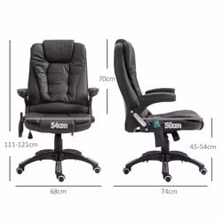 HOMCOM Heated Vibrating Massage Office Chair with Reclining Function, Brown - Additional view 8