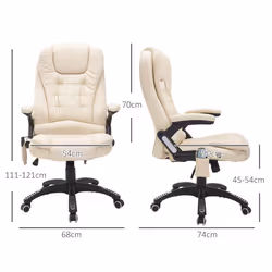 HOMCOM Heated Vibrating Massage Office Chair with Reclining Function, Beige