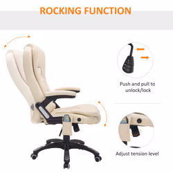 HOMCOM Heated Vibrating Massage Office Chair with Reclining Function, Beige - Additional view 5