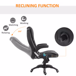 HOMCOM Heated Vibrating Massage Office Chair with Reclining Function, Black - Additional view 5
