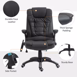 HOMCOM Heated Vibrating Massage Office Chair with Reclining Function, Black - Additional view 6