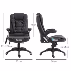 HOMCOM Heated Vibrating Massage Office Chair with Reclining Function, Black - Additional view 8