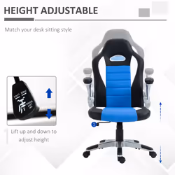 HOMCOM Gaming Chair PU Leather Office Chair Swivel Chair w/ Tilt Function, Blue